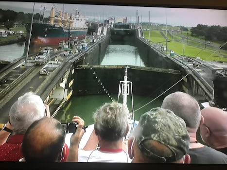 Through the Panama Canal locks on the Viking Orion