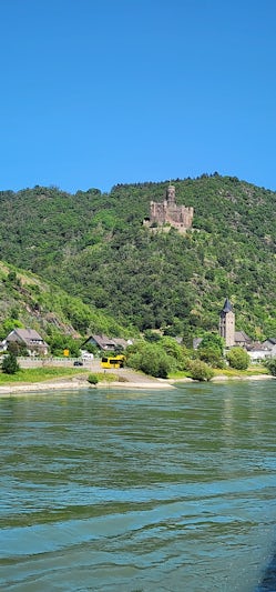 A castle seen along the Moselle River from our ship