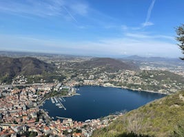 Funicular to Brunate view of Lake Como, Italy part of pre-stay